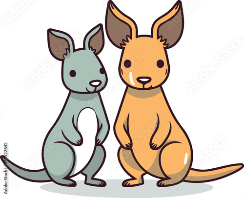 Kangaroo and mouse cute cartoon icon vector illustration graphic design.