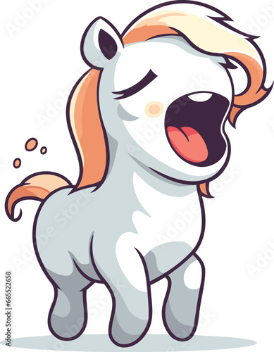 Cute cartoon horse isolated on a white background. Vector illustration.