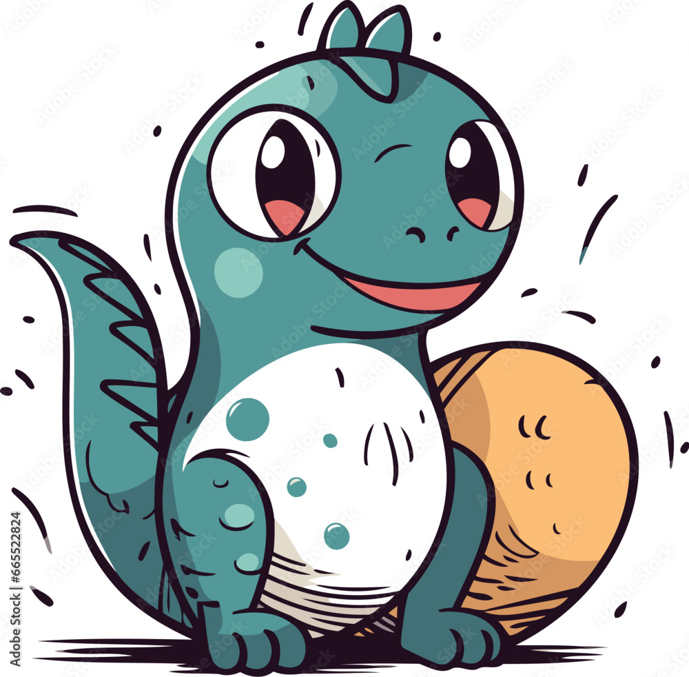 Cute cartoon dinosaur. Vector illustration isolated on a white background. Cute cartoon dinosaur. Vector illustration isolated on a white background.
