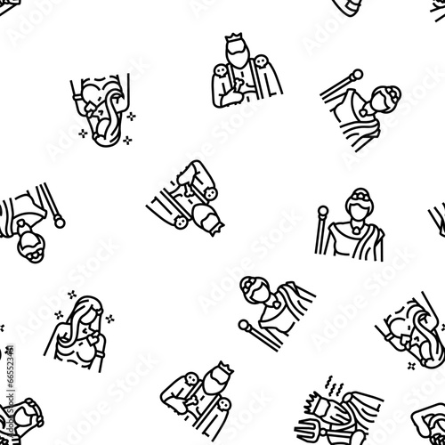greek god mythology ancient vector seamless pattern thin line illustration