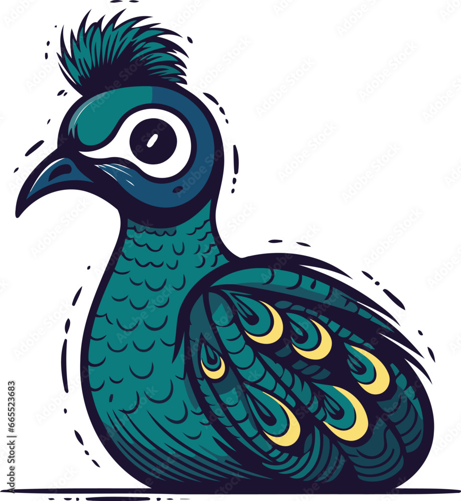 Fototapeta premium Colorful peacock isolated on a white background. Vector illustration.
