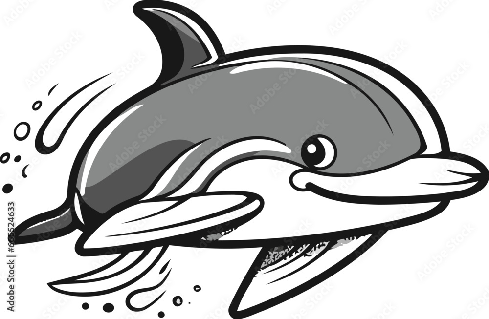 Fototapeta premium Cartoon dolphin. Vector illustration for t shirt print or poster.