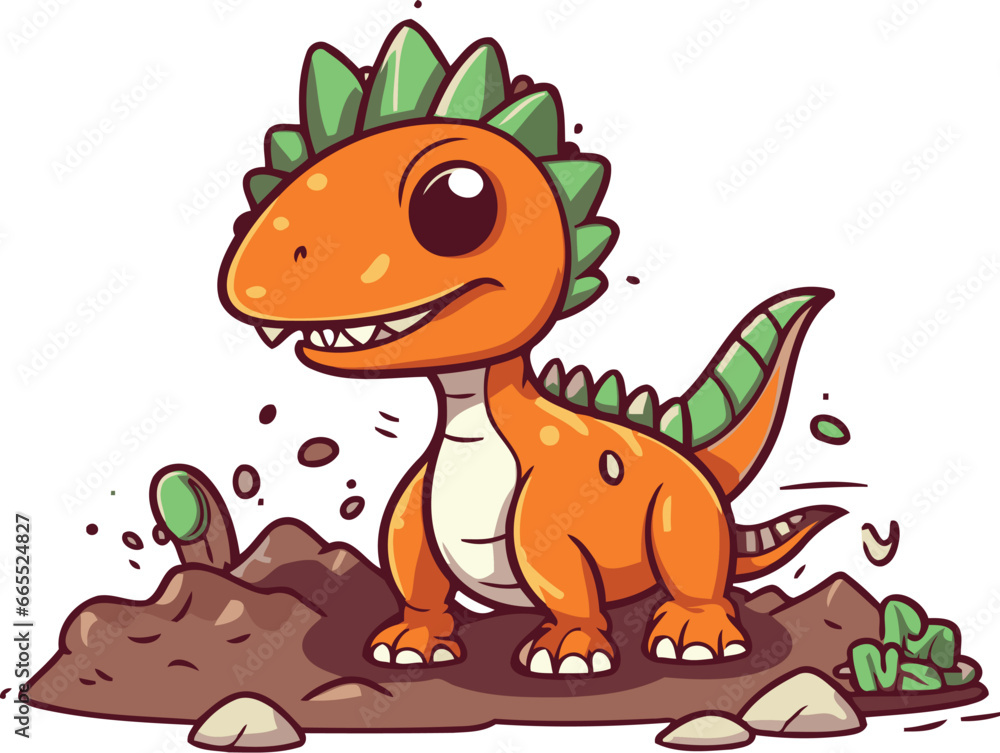 Fototapeta premium Cute cartoon dinosaur. Vector illustration isolated on a white background.