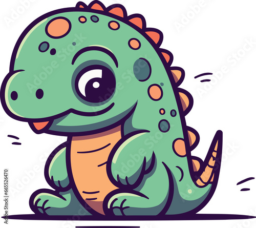 Cute cartoon dinosaur. Vector illustration isolated on a white background.