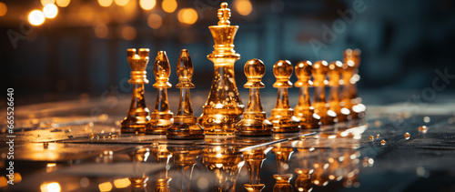 Edle Schachfiguren in kristallen Gold photo