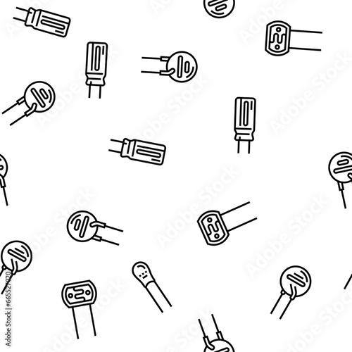 electronic component circuit chip vector seamless pattern thin line illustration photo