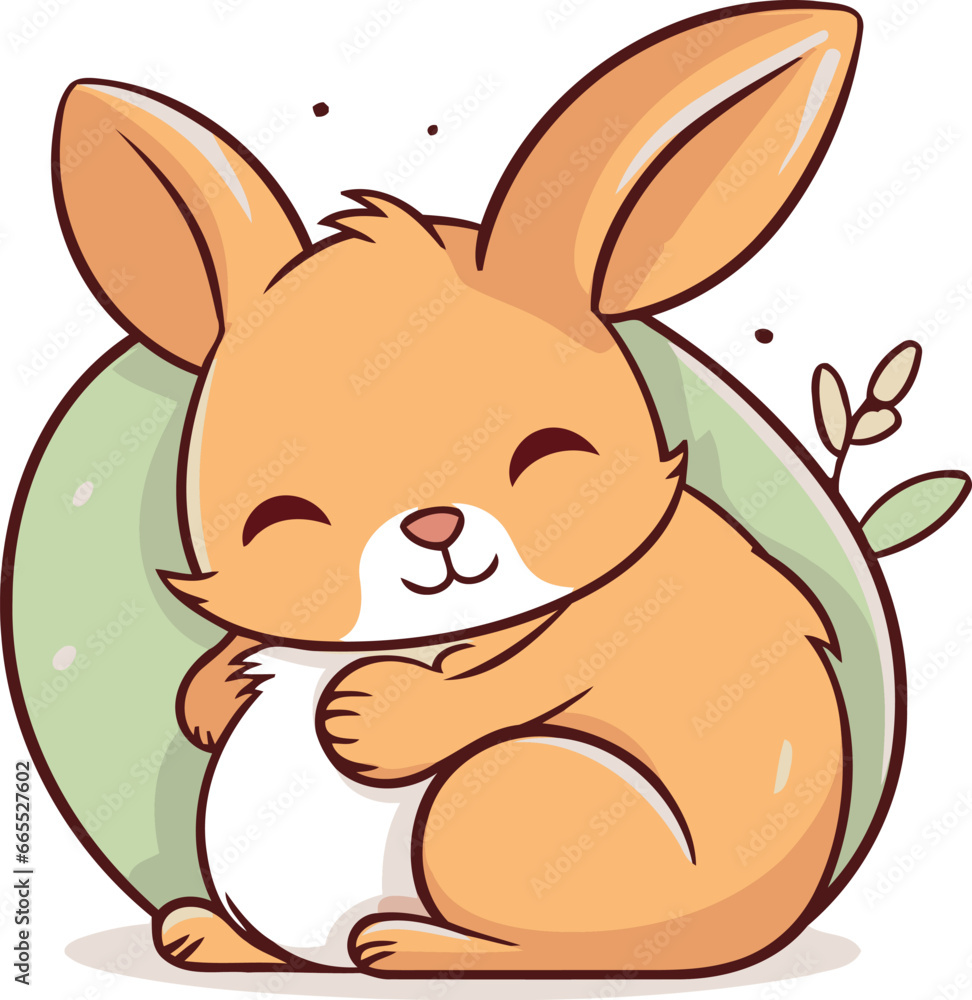 Cute rabbit sitting on the egg. Vector illustration in cartoon style. Cute rabbit sitting on the egg. Vector illustration in cartoon style.