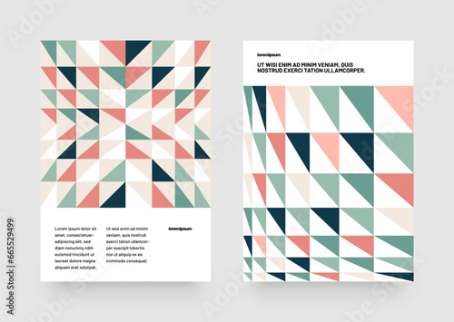 Simple corporate layout template for events, companies or any business related. Design with geometric shape for flyer, poster, cover, brochure, banner or any layout. Bauhaus geometric background.