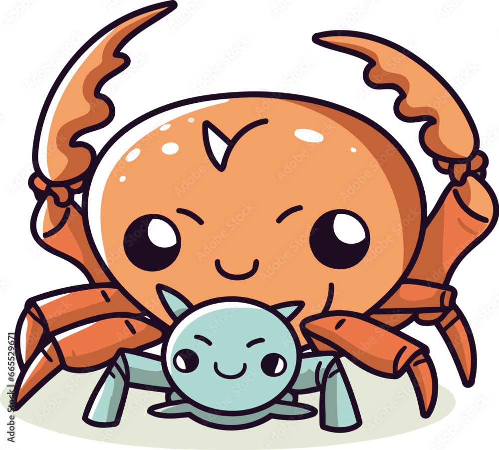 Fototapeta premium Crab cartoon character. Vector illustration of a cute crab character.