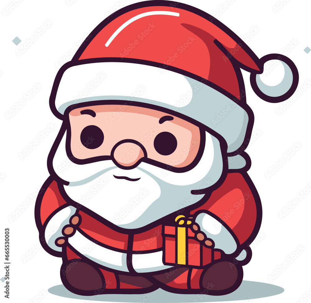 Cute Santa Claus with gift. Vector illustration in cartoon style. Cute Santa Claus with gift. Vector illustration in cartoon style.