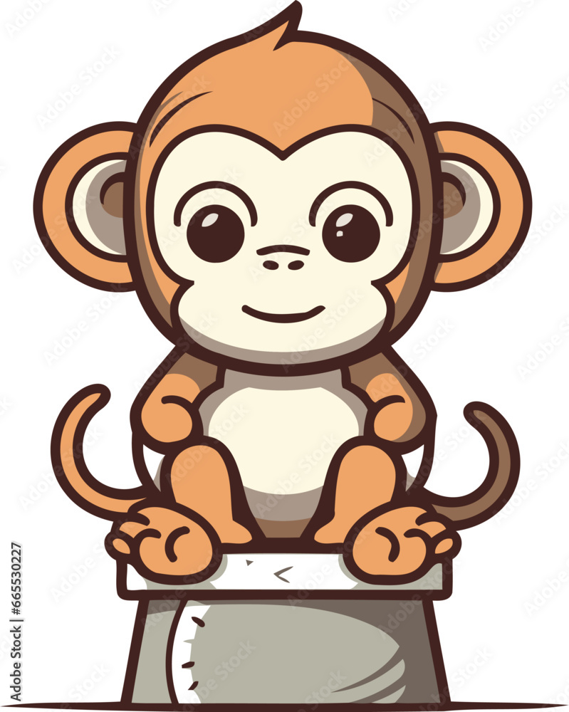 Cute cartoon monkey. Vector illustration isolated on a white background. Cute cartoon monkey. Vector illustration isolated on a white background.