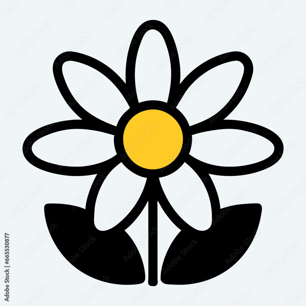 White Background Flower Icon with Minimalist Logo and Flat Icon Design. White Background Flower Icon with Minimalist Logo and Flat Icon Design.
