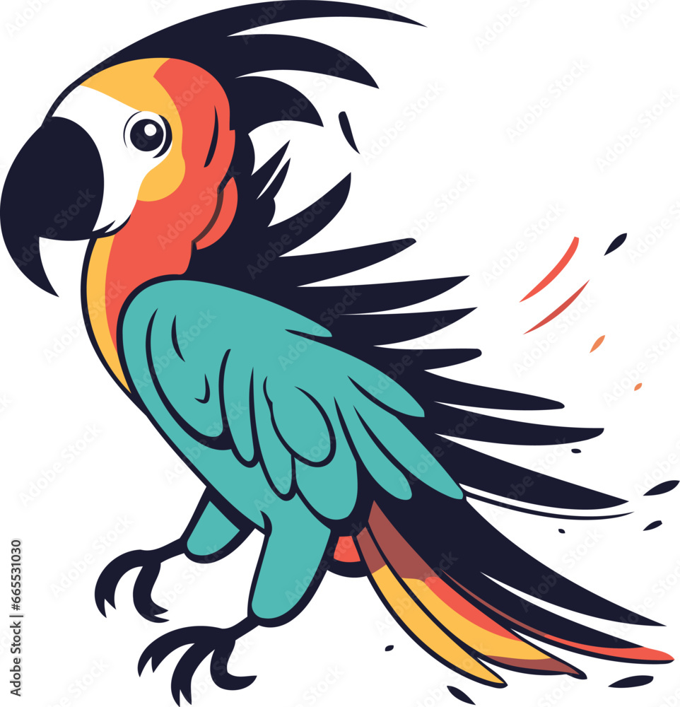 Obraz premium Parrot vector illustration. Isolated parrot on white background.