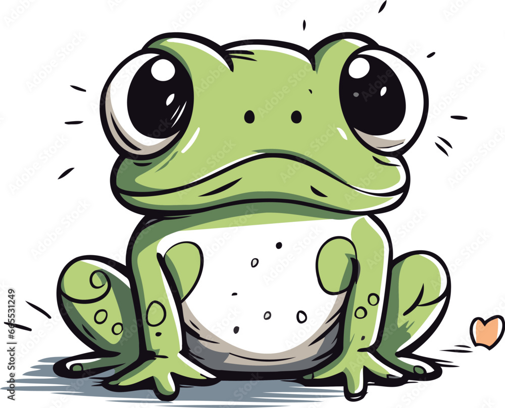 Fototapeta premium Cute cartoon frog. Vector illustration isolated on a white background.