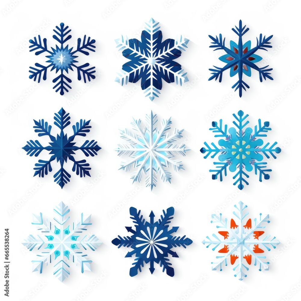 set of different snowflakes. illustration logo-like style. set of different snowflakes. illustration logo-like style.