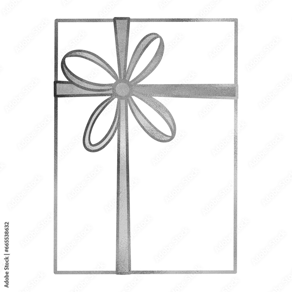 Silver Metallic Present Tied With Ribbon Silver Metallic Present Tied With Ribbon