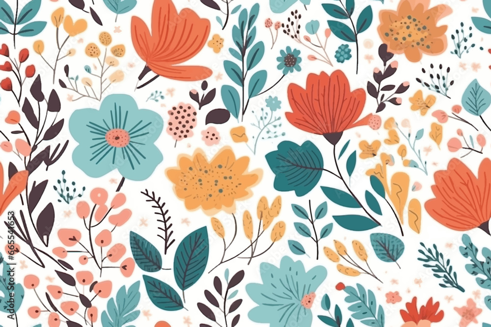 Floral pattern design , Printing Textile , Transfer designs , pattern , flower. Seamless Colorful Tropical Floral Pattern. Seamless pattern of tropical florals in colorful style.  - obrazy, fototapety, plakaty 