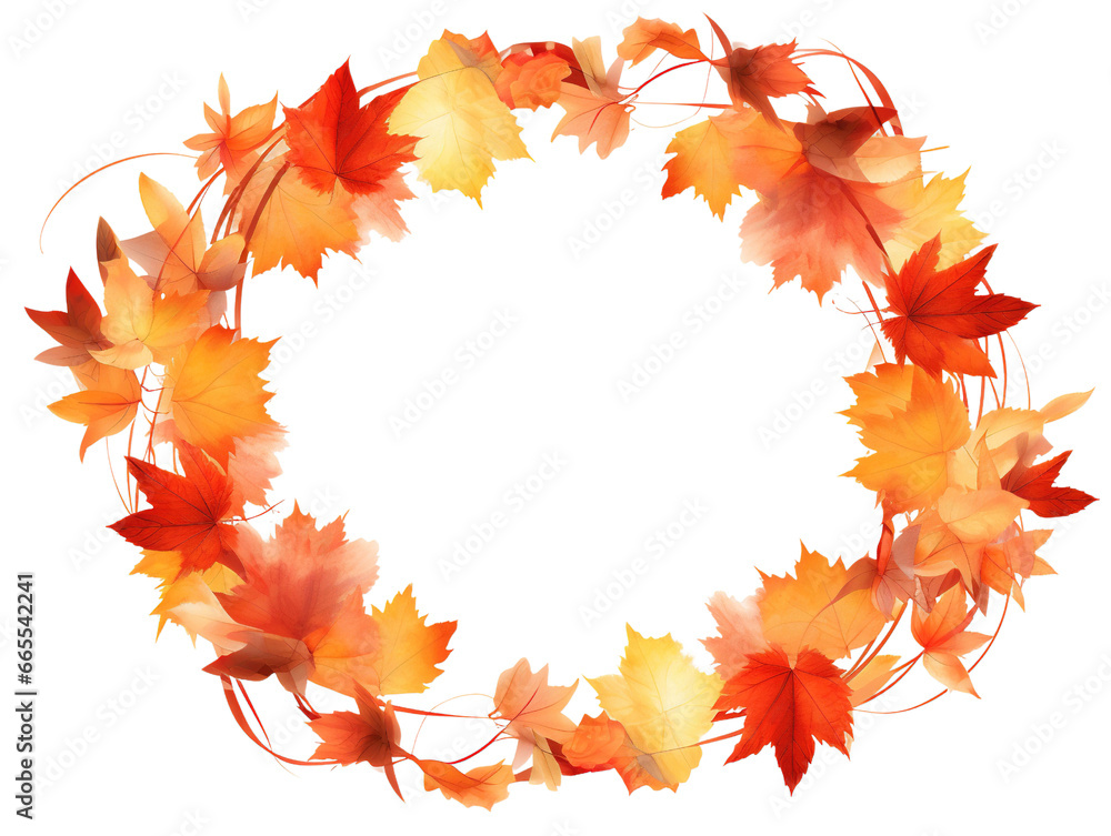 Round Autumn Frame with Colorful Leaves and Flowers, Halloween and Thanksgiving Illustration Art, Isolated on White or Transparent Background, PNG Round Autumn Frame with Colorful Leaves and Flowers, Halloween and Thanksgiving Illustration Art, Isolated on White or Transparent Background, PNG
