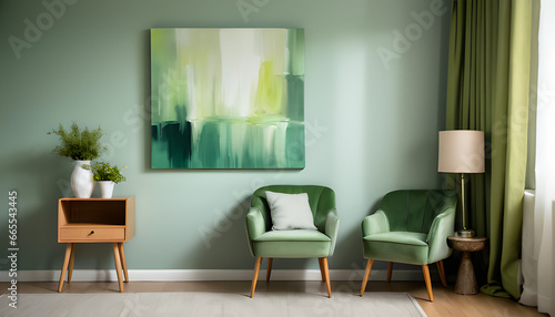 Two Chairs and a Painting in a Living Room