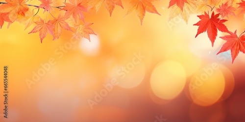 Golden splendor. Vibrant autumn leaves in sunny forest. Nature palette. Fall foliage in shades of yellow red and orange. Close up of sunlit leaf