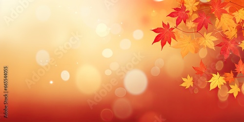 Golden splendor. Vibrant autumn leaves in sunny forest. Nature palette. Fall foliage in shades of yellow red and orange. Close up of sunlit leaf © Bussakon