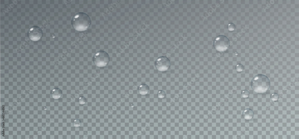Realistic vector water drops png on a transparent light background ...
