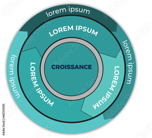 Vector infographic circle. Cycle diagram with 3 steps. Round chart that can be used for report, business analytics, data visualization and presentation