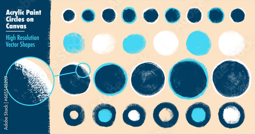 Painted Circles with Canvas Texture. Created from scans of Acrylic Paint on Canvas. High Quality, Detailed Vector shapes