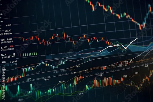  colorful diagrams and stock market graph with lines and dynamics