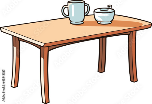 A vibrant vector illustration of a minimalistic, flat color, comic-style table.