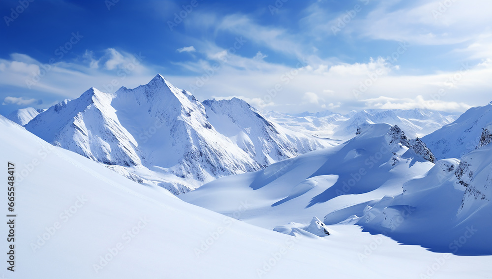 Snow-covered_winter_mountains. Generative AI.