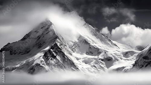 Snow-covered_winter_mountains. Generative AI.