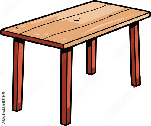 A minimalist, flat-colored, comic-style vector image featuring a simple table.