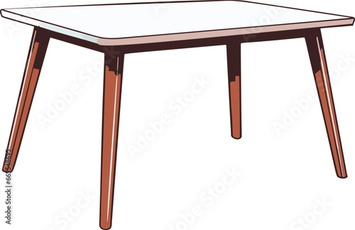 A minimalistic, flat-colored comic-style vector image showcasing a simple table design.