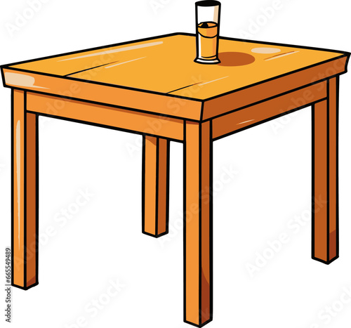 A minimalist, flat color, comic-style vector image portraying a simple table with clean and sleek design.