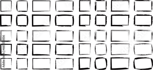 筆で描かれた四角のフレームセット