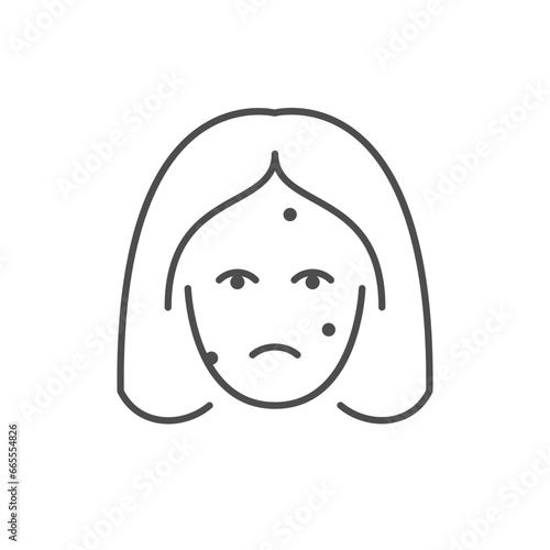Woman with acne line icon