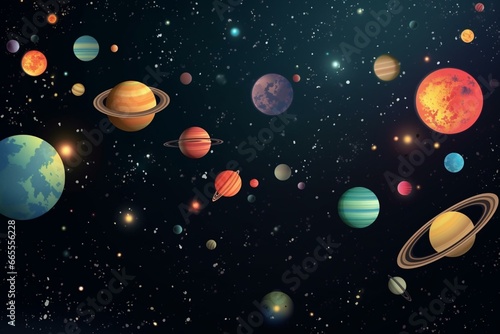 background with stars and planets. Generative AI