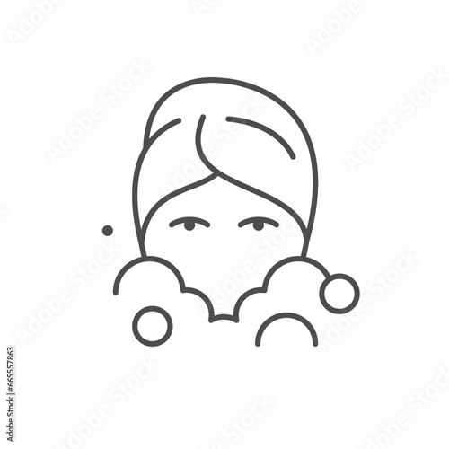 Face washing line outline icon