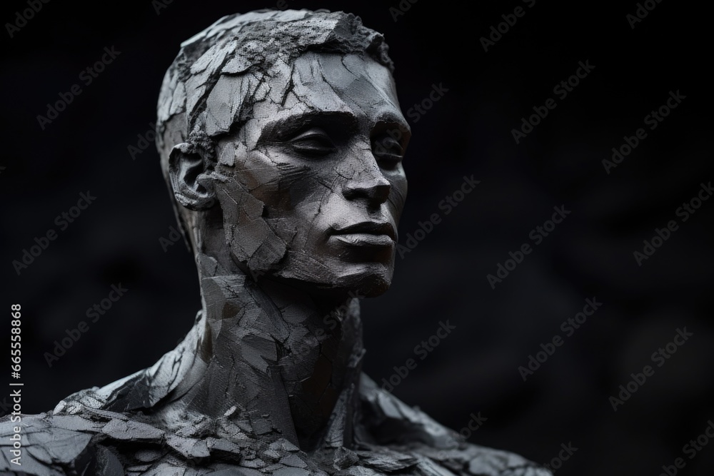 A close up of a statue of a man. Can be used for historical or art-related projects.