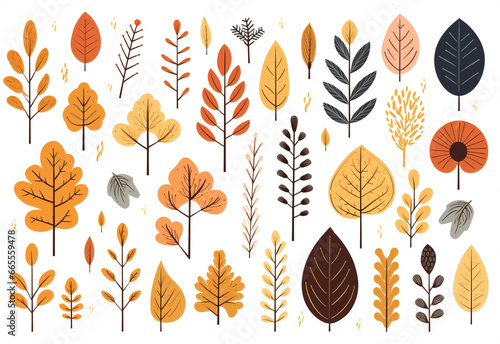 Leaf design nature set pattern background print plant illustration autumn art