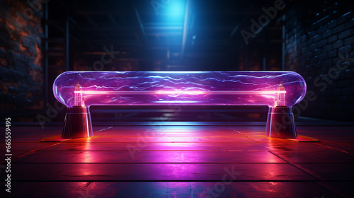 Neon flashes lights on dark background.