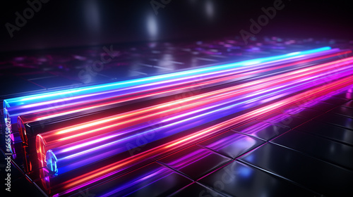 Neon flashes lights on dark background.