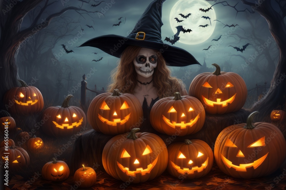 halloween background with pumpkin and bats halloween background with pumpkin and bats