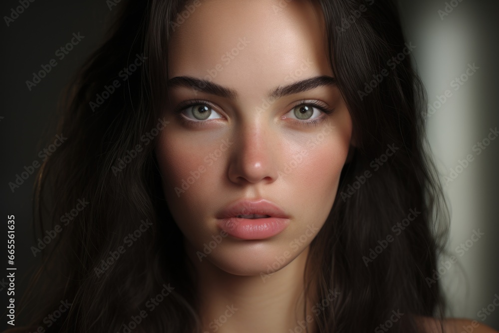 A detailed view of a woman's face, focusing on her long flowing hair. This image can be used in various contexts, such as beauty, fashion, or lifestyle themes A detailed view of a woman's face, focusing on her long flowing hair. This image can be used in various contexts, such as beauty, fashion, or lifestyle themes