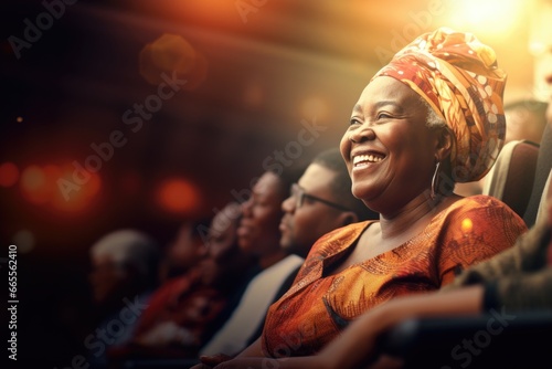 Fotografiet Woman Smiling in Auditorium