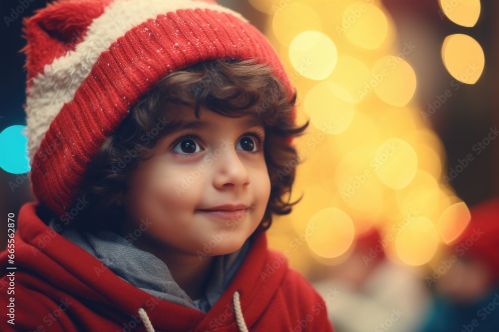 Young Boy with Red and White Hat Young Boy with Red and White Hat