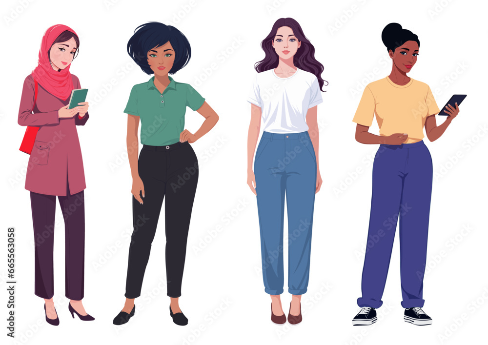 Versatile Women Vector Illustration of Females in Everyday Activities Versatile Women Vector Illustration of Females in Everyday Activities