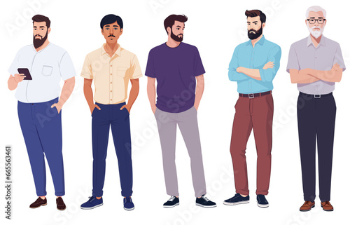 Group Casual Men Standing Diverse Ages