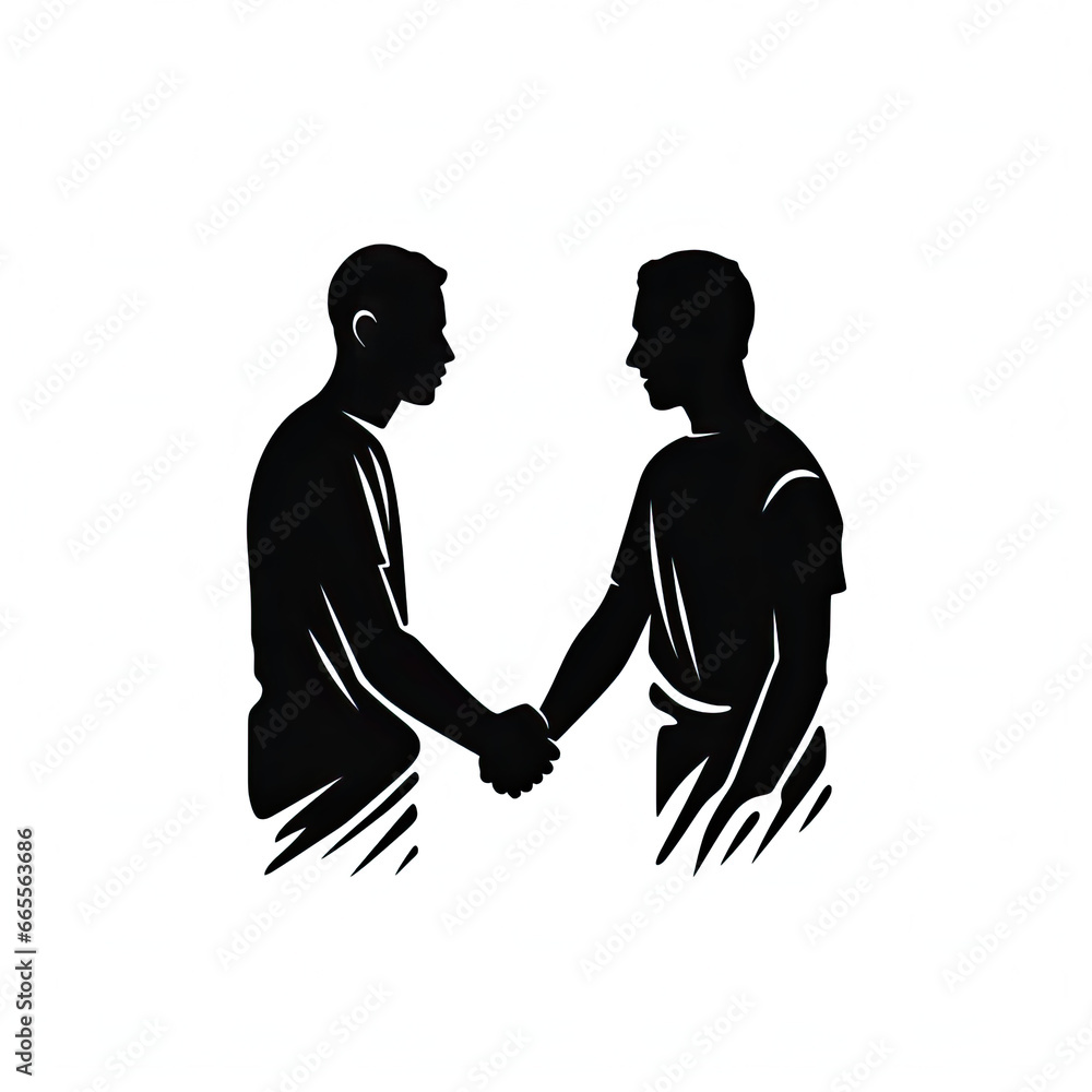 silhouette of two people shaking hands
